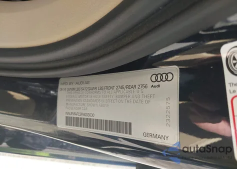 2015 Audi A6 3.0 Tdi Premium Plus from USA, damaged, VIN WAUFMAFC2FN003030